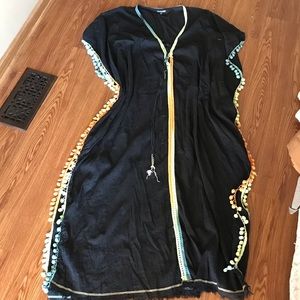 Gianni Bini Full Length SwimSuit Cover up Pom Pom